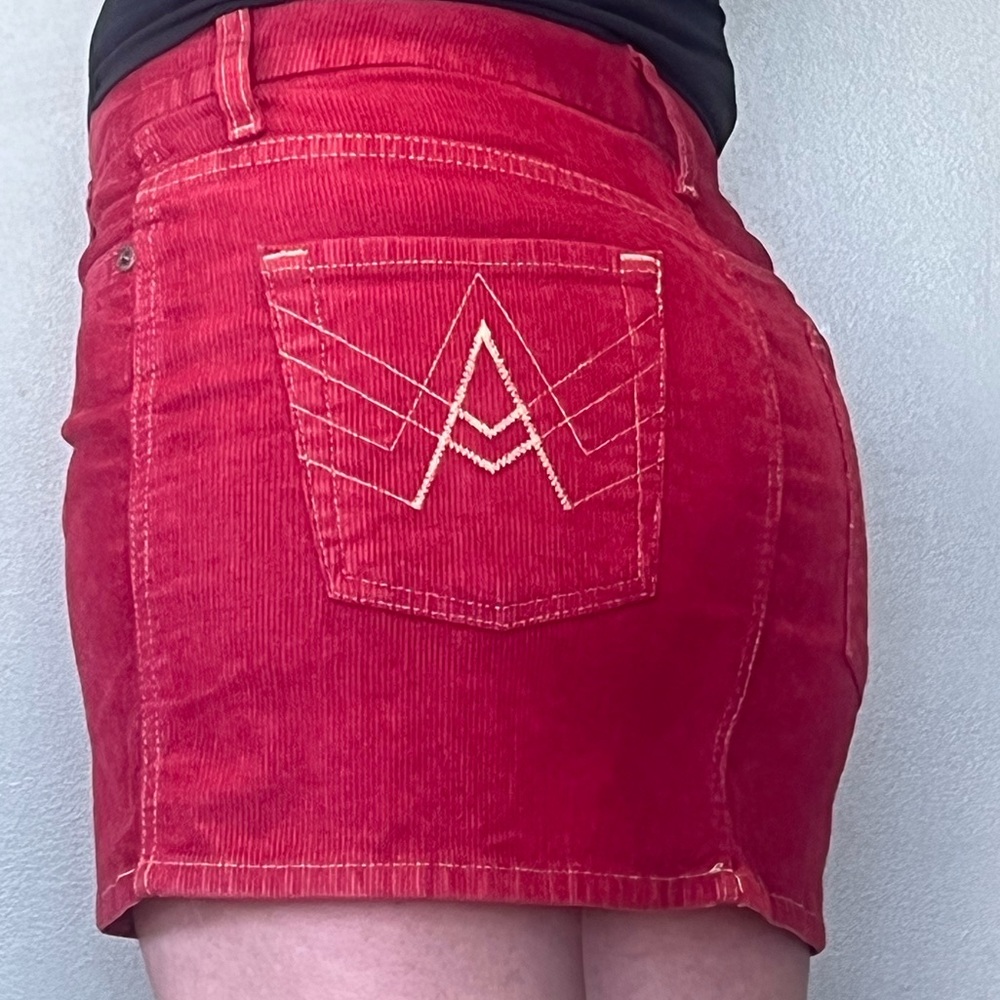 7 For All Mankind corduroy red mini skirt